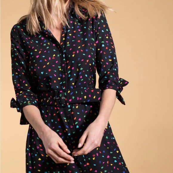 Dancing Leopard Dove Maxi Shirt Dress Abstract Confetti Print - Picture 2 of 7